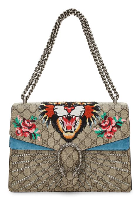 gucci medium shoulder bag with tiger head|Gucci dionysus bag suede.